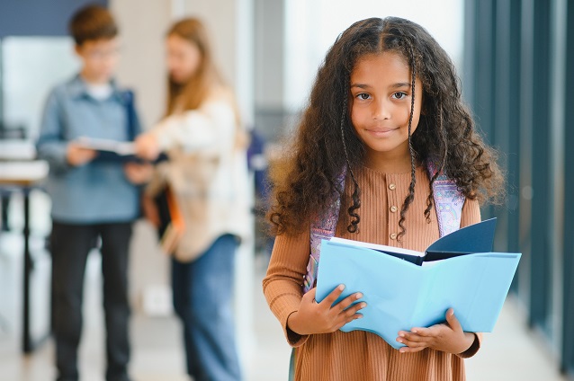 Portrait,Of,Cute,African-american,Girl,At,School.